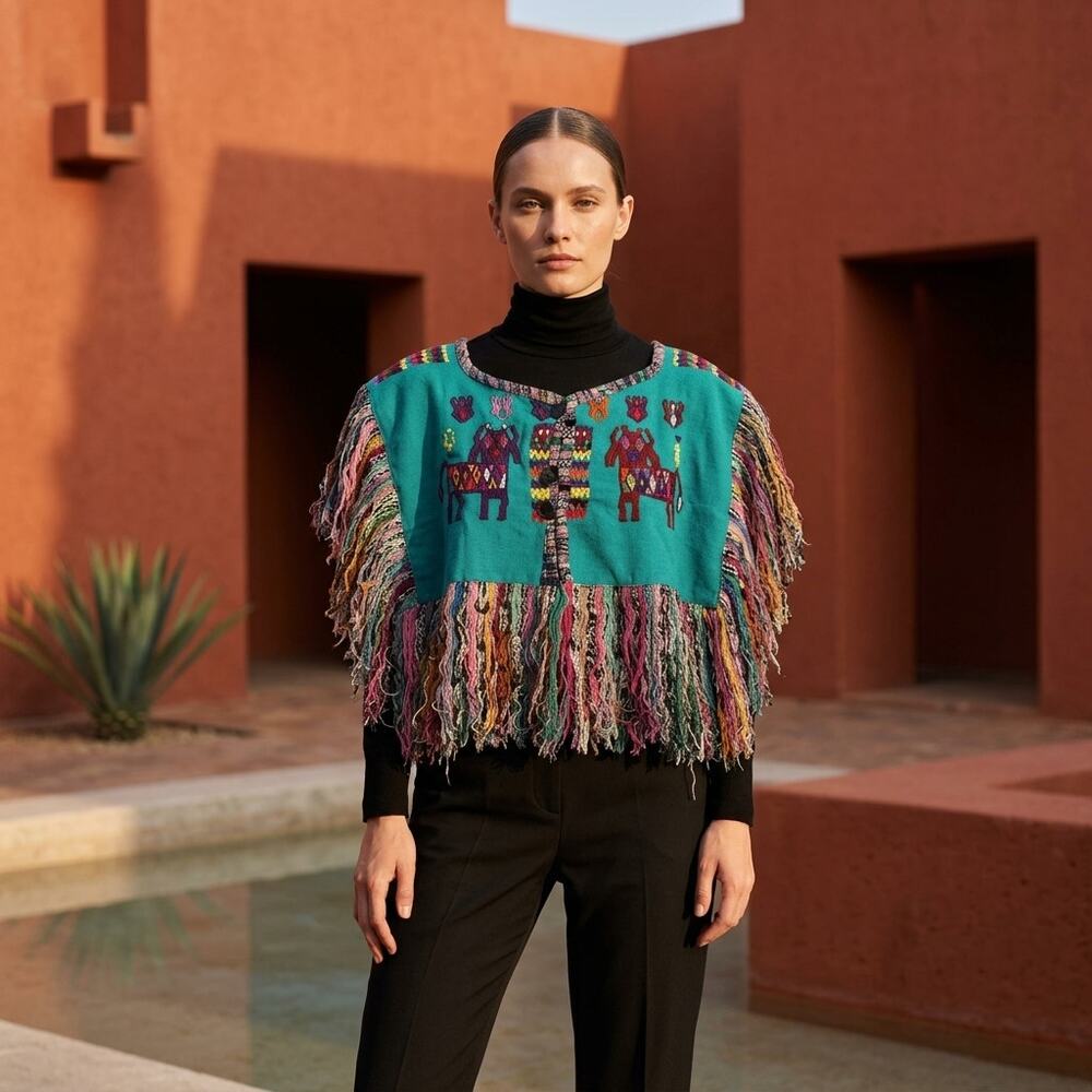 Cape huipil only One of a kind one size SEE measurements will fit 1xl 2xl 3xl